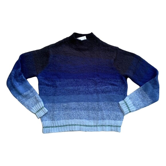 American Eagle Women's Sweater Mock Neck Ribbed Knit Blue Ombre Crop Size Med - Picture 14 of 16